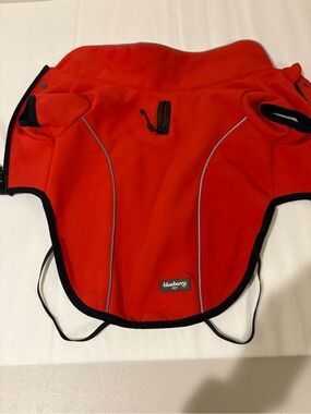 Red Waterproof Dog Coat with Reflective Trim